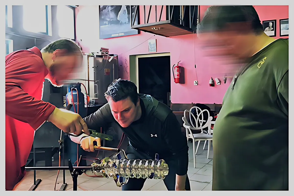 At work · glass factory