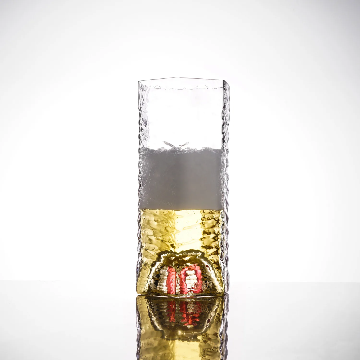 Hand-made Czech crystal beer or water glass designed by Milan Sipek