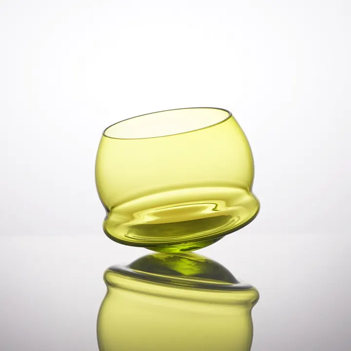 Uranium coloured Crystal Whiskey glass by Milan Sipek design